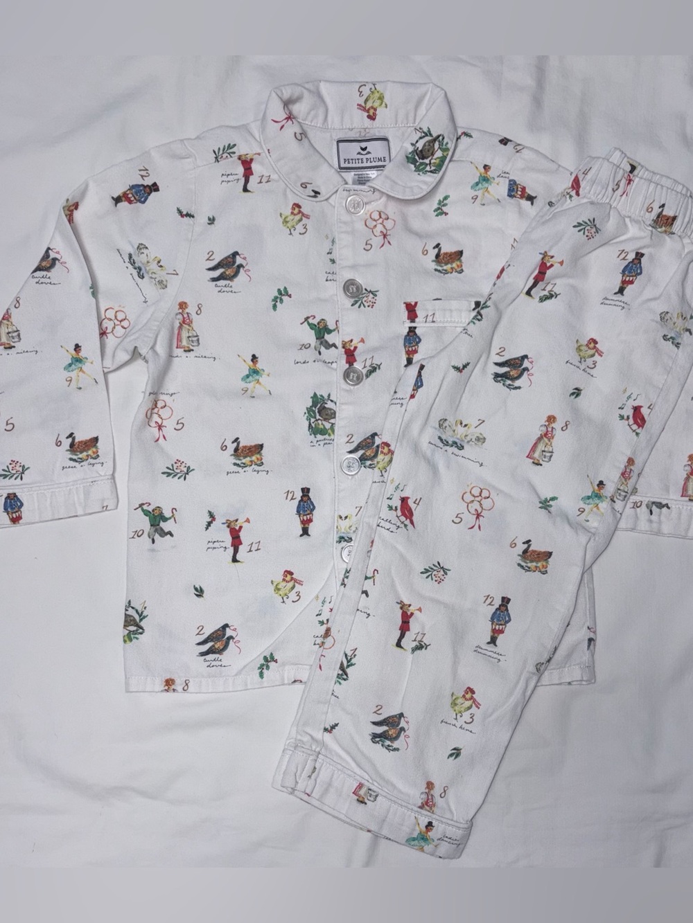 Petite Plume unisex 12 Days of Christmas pajama set sz 4 EUC smoke free home